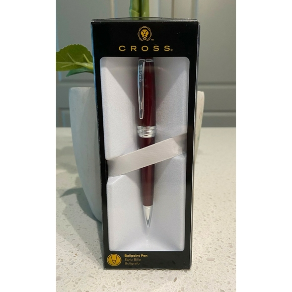 Cross Bailey Red Lacquer Ball Point Pen with Chrome Plated Fittings - AT0452S-8 - Picture 2 of 7